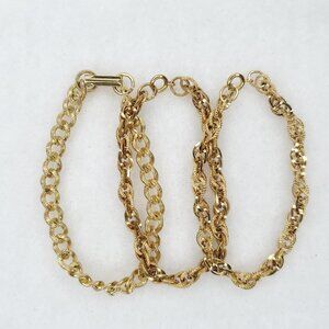 Vintage Cable Chain Bracelet Textured Shiny Link Lot of 3 6.5"